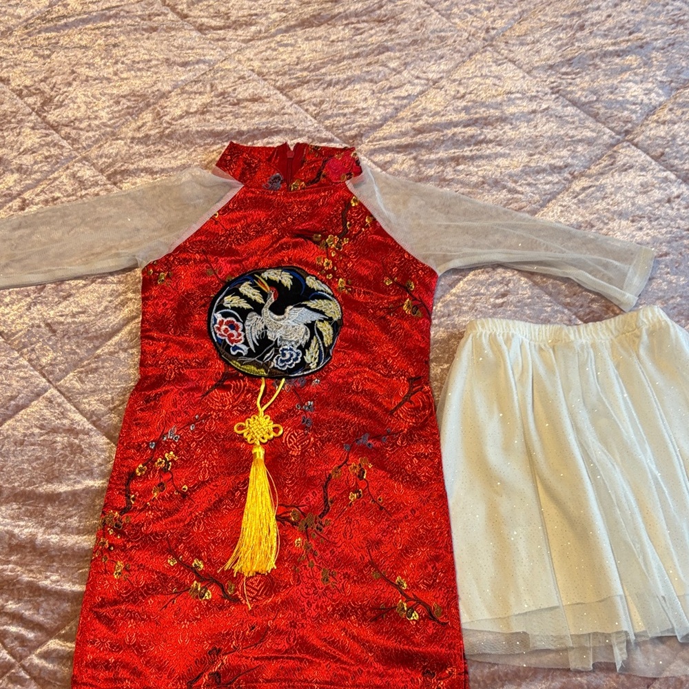 Elegant Red and Gold Kids Costume